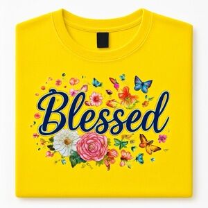 Adult t shirt. Yellow religious. Cotton very comfortable large